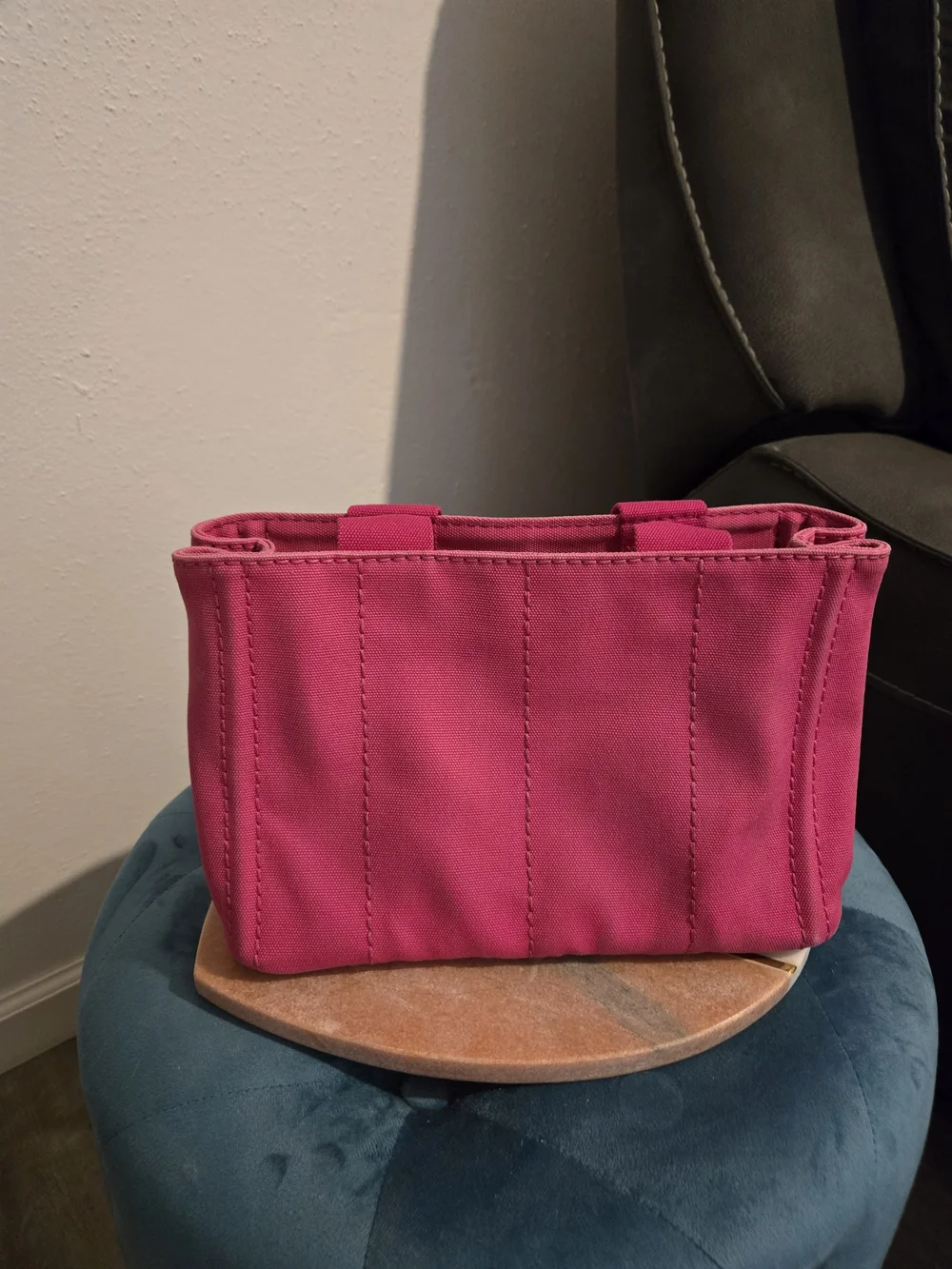 Prada Canapa Small Canvas Logo Tote Bag in pink